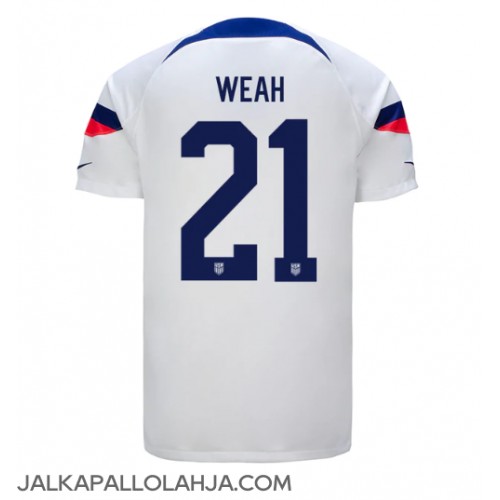Yhdysvallat Timothy Weah #21 Kopio Koti Pelipaita MM-kisat 2022 Lyhyet Hihat